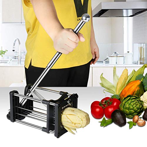 Telle Cortador de Patatas, Patatas Fritas con 2 Cuchillas de Repuesto afiladas de Acero Inoxidable súper de Diferentes tamaños y pies Antideslizantes, Papas, Zanahorias y pepinos
