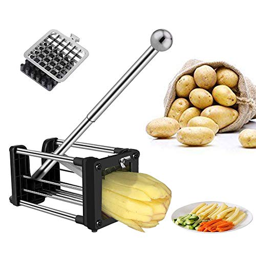 Telle Cortador de Patatas, Patatas Fritas con 2 Cuchillas de Repuesto afiladas de Acero Inoxidable súper de Diferentes tamaños y pies Antideslizantes, Papas, Zanahorias y pepinos