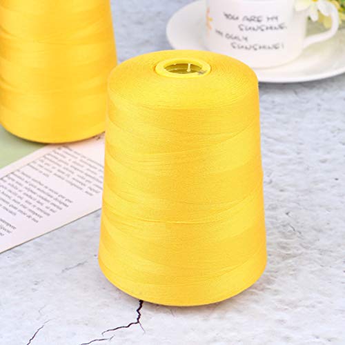 TENDYCOCO 2Pcs Hilos de Coser de Poliéster Máquina de Bordar Hilos Máquina de Coser Hilos Carretes 8000 Yardas para Acolchado Cortinas Amarillo