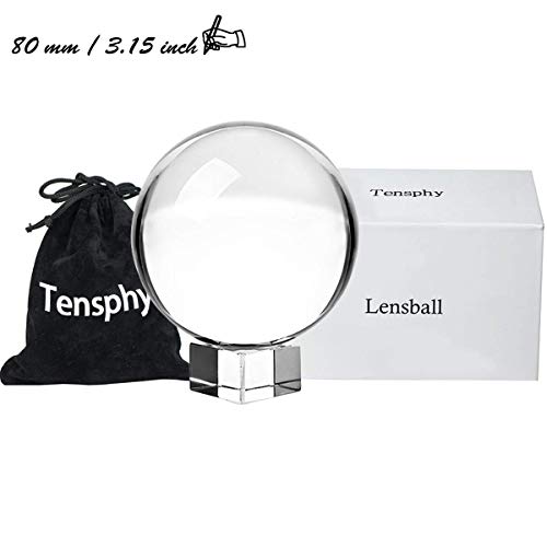 Tensphy K9 Bola de Cristal con Soporte Pulgadas Claro Decoración de Arte K9 Cristal Apuntalar para Fotografía Decoración