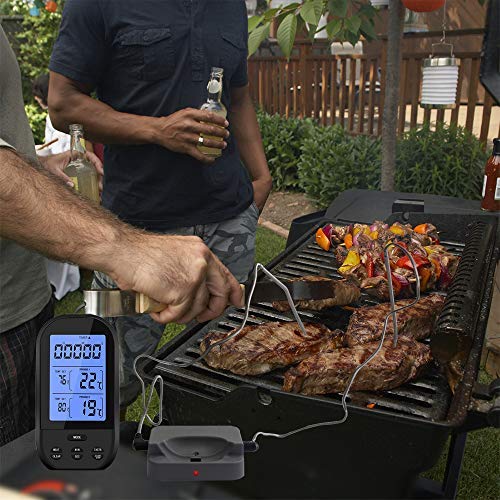 Termómetro digital inalámbrico de carne con sondas duales... (negro)