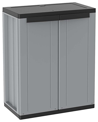 Terry 1002821 Armario 2 Puertas con 1 Interno. Capacidad máxima del Estante: 20 kg distribuidos de Forma Uniforme, Gris/Negro, 68x37,5x85 cm