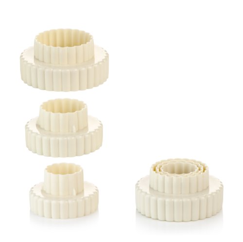 Tescoma 630861 Cortapastas Doble, círculo Rizado, 6 tamaños, De plástico, Blanco