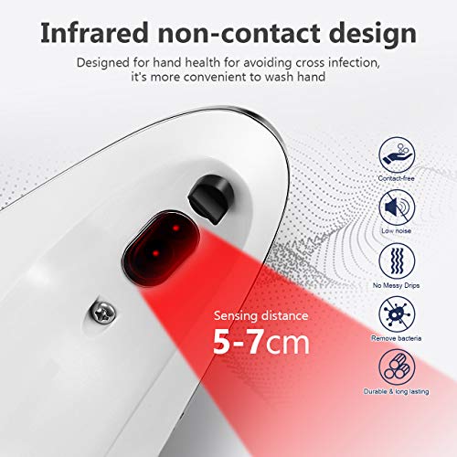 Tesoky Dispensador de Jabón Automático, Dispensador Gel Hidroalcoholico sin Contacto de 500 Ml con Sensor Infrarrojo, Dispensador Jabon Cocina, se Aplica al Baño, Cocina, Hotel