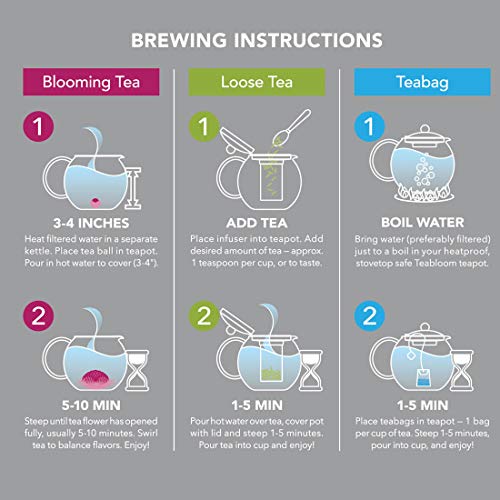 Tetera Clásica De Uso Diario Teabloom - Tetera de Cristal Apta para Fogones - 1200 ml de Capacidad - Infusor Extraíble de Acero Inoxidable
