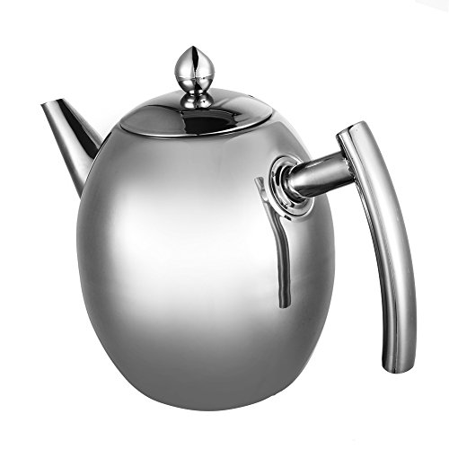 Tetera con filtro de té, filtro de café, infusor de té de acero inoxidable para cocina, cafetería, hotel, restaurante y oficina, 1 L