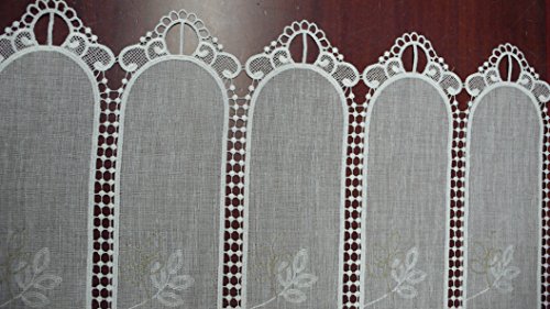 TEXTIL ITANA Visillo HOLANDES Cortina Cafe Guipure Flor Bordada EN Dos Tonos Todas Las Medidas DE Ancho Listo para Colgar Palas DE 10,5 CM (Alto 121 CM)
