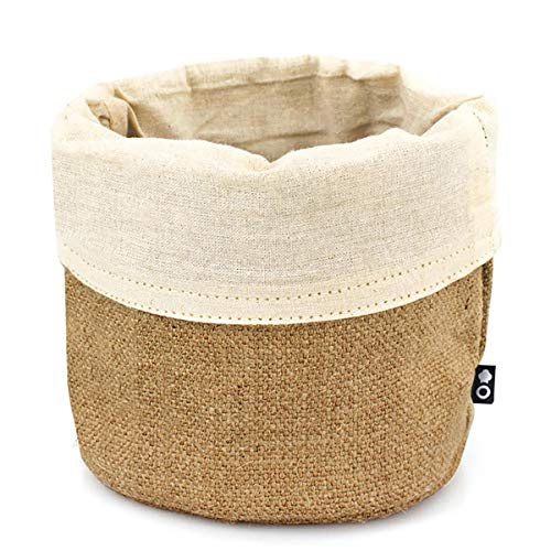 THE CHEF COLLECTION – Panera, cesta, bolsa para el pan, 100% algodón y yute natural, 14,0x14,0 cm.