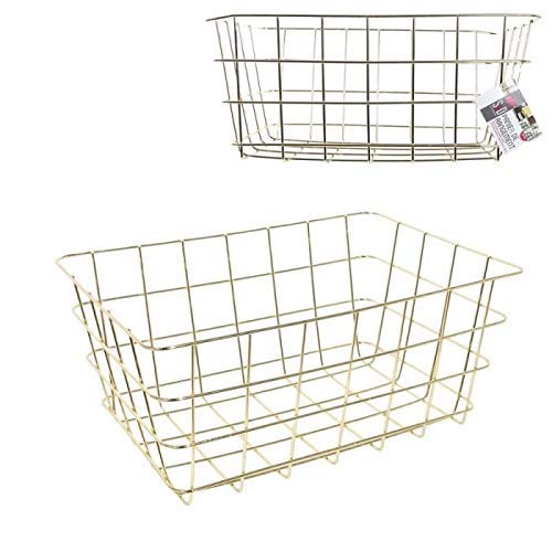 THE HOME DECO FACTORY ka2798 Cesta de almacenaje, Metal, Dorado, Talla nica