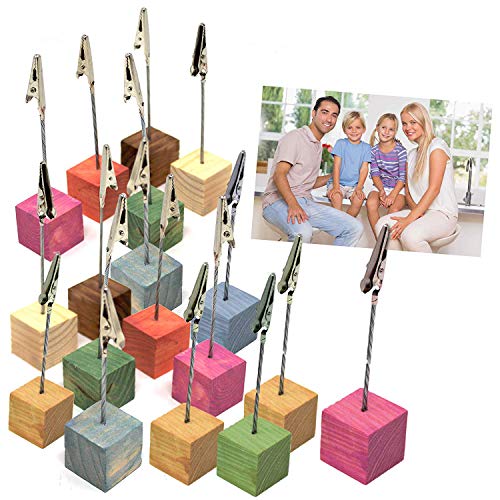 The Twiddlers 18 Unidades - Soporte para Documentos y Fotos fotografía navideña, Tarjetas Etiquetas - Adornos, Decoraciones - Base de Pino sólido y Clip de Acero Inoxidable