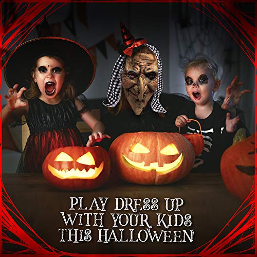 THE TWIDDLERS Máscara de Bruja Vieja de Latex con Cabello y Bufanda Fiestas de Disfraces de Halloween - Eventos - Carnavales - Disfraz