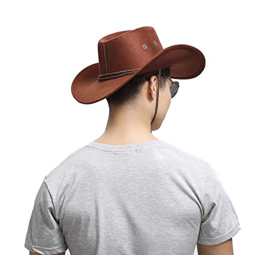 thematys Sombrero de Vaquero en marrón Cowboy - Traje de Sombrero de Vaquero para Adultos Carnaval, Halloween y Cosplay