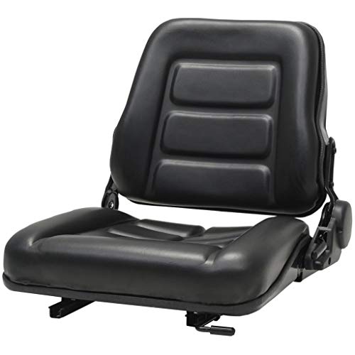 Tidyard Asiento de Tractor y Máquina Elevadora Asiento Silla Respaldo Ajustable de Estructura de Acero y Tapicería de PVC 48 x 48 x 50 cm Negro