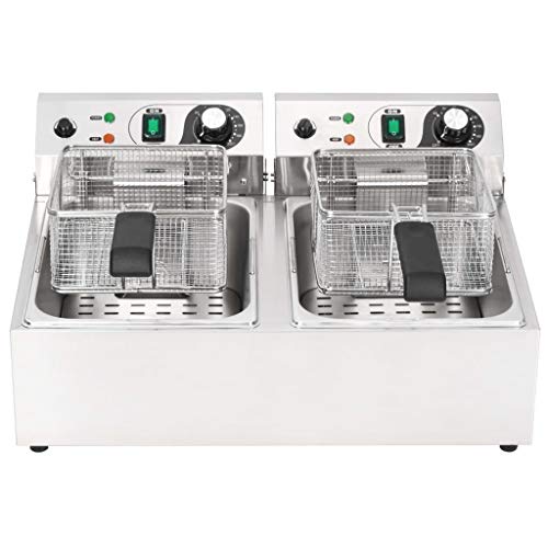 Tidyard Freidora eléctrica Freidora Industrial Acero Inoxidable para Patatas Doble de Acero Inoxidable 20 L 6000 W