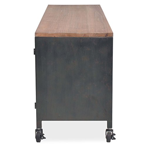 Tidyard Mesa para TV con 4 Ruedas Mueble TV Salón Mesa Televisión Mueble Comedor de Estilo Industrial y Antiguo Decorativa para Dormitorio Estar Acero Galvanizado Negro 120x30x43cm