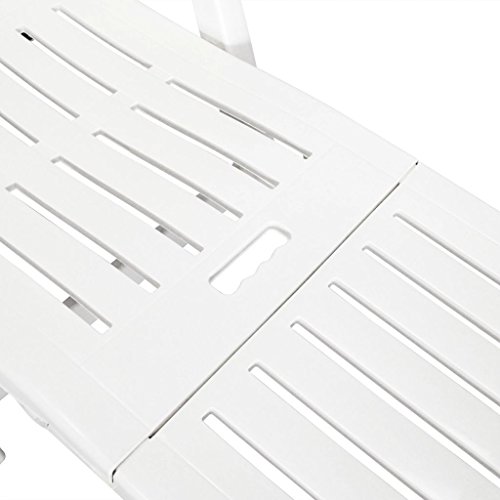 Tidyard Tumbona Plegable de Jardín Exterior con 2 Ruedas y Respaldo Ajustable para Jardín Balcón Patio Piscina Terraza,Tumbona de Playa,Plástico,72x195x101cm Blanco