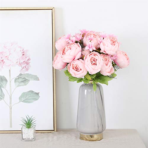 Tifuly 2 Piezas de Ramos de peonía Artificial, Ramo de Flores de imitación de peonías de Seda realistas para la decoración del Banquete de Boda en el hogar, arreglos Florales (Rosa Rosa)