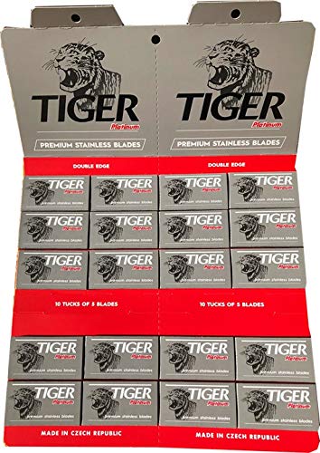 Tiger Platinum - Cuchillas de afeitar (100 unidades, doble filo)
