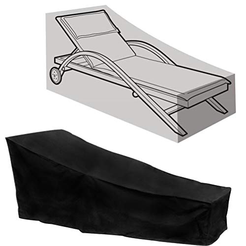 TIMESETL Funda para Tumbona Impermeable de Jardín Grande Fundas Muebles Exterior 420D Oxford Poliéster Patio Funda Protectora Negro Cubierta para Tumbona contra Lluvia, Nieve, Solar y Polvo