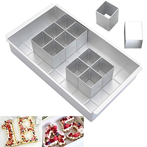 TIMESETL Molde de Aluminio Antiadherente para Tartas, Molde para Tartas, Alfabeto con diagramas de Letras y números