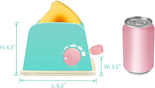 Tiny Land Utensilios Cocina Juguete 10 Piezas,Tostadora Pan Comida de Juguetes Montessori Madera Juguete Alimentos de Imitacion Regalos para Cumpleaños Infantiles Niños 3 4 5