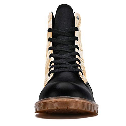 TIZORAX Botas de invierno para mujer color de cerveza imprime alta parte superior con cordones clásicos zapatos escolares de lona, color Multicolor, talla 39 EU