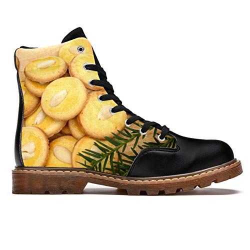 TIZORAX Botas de invierno para mujer mantequilla galletas imprime alta parte superior con cordones clásicos zapatos escolares de lona, color Multicolor, talla 40.5 EU