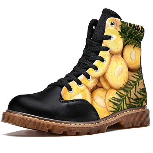TIZORAX Botas de invierno para mujer mantequilla galletas imprime alta parte superior con cordones clásicos zapatos escolares de lona, color Multicolor, talla 40.5 EU
