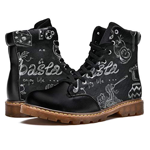 TIZORAX Botas de invierno para mujer Pasta Queso Impresiones de Alta Parte Superior Encaje Clásico Zapatos de Escuela de Lona, color Multicolor, talla 41.5 EU