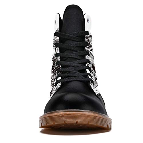 TIZORAX Botas de invierno para mujer Vintage Bomba de vapor en carro Sketch imprime alta parte superior con cordones clásicos zapatos de la escuela, color Multicolor, talla 40 EU