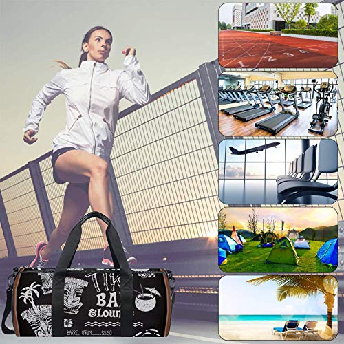 TIZORAX Tiki Bar And Lounge Gym Duffle Bag Drum Tote Fitness Travel Bag Rooftop Rack Bag