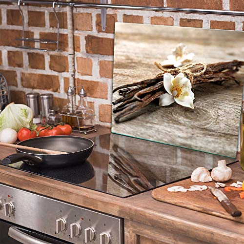 TMK - Placa protectora de vitrocerámica 60 x 52 cm 1 pieza cocina eléctrica universal para inducción protección contra salpicaduras tabla de cortar de vidrio templado como decoración Flor