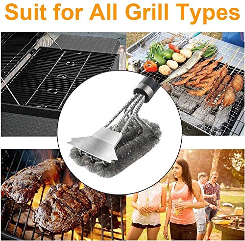 TNTOR Barbacoa Cepillo, 3En1 BBQ Grill Cepillo con El Acero Inoxidable Cerdas De Alambre De Acero para Carbón Vegetal y Parrilla Eléctrica Al Aire Libre, Jardín, Camping, Cepillo De Limpieza De BBQ