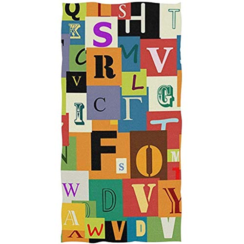 Toalla de Mano Toalla de baño Alfabeto Letra Patchwork para Face Sports Gym
