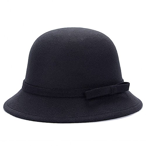 Tobe-U Cubo Cloche de Color s¨®Lido con Bowler Fedora Floppy Derby Vintage Artificial Sombrero de Fieltro Gorra para Mujeres