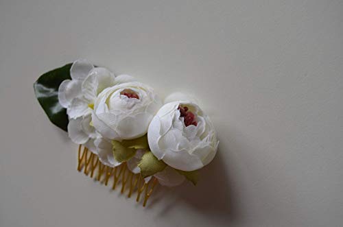 Tocado blanco peonias