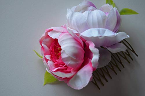 Tocado peonías rosa