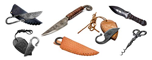Toferner 2 - Cuchillo de Acero Thor - Forjado a Mano y Aspecto Vintage - Hoja Puntiaguda Ultra Afilada - Elegante diseño Antiguo - Incluye Estuche de Cuero auténtico