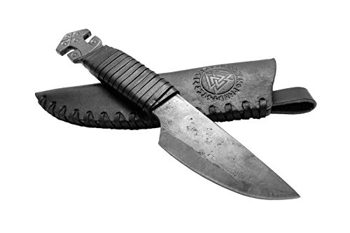 Toferner 2 - Cuchillo de Acero Thor - Forjado a Mano y Aspecto Vintage - Hoja Puntiaguda Ultra Afilada - Elegante diseño Antiguo - Incluye Estuche de Cuero auténtico