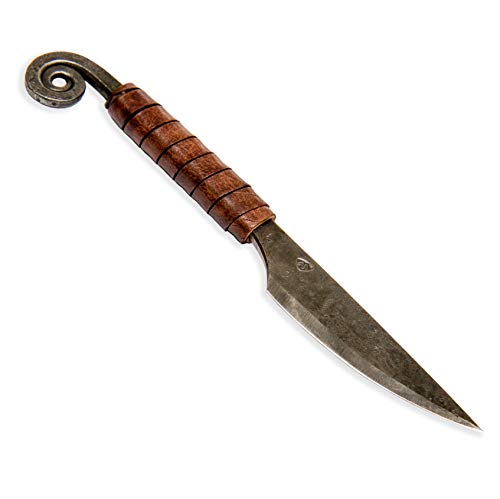 Toferner - Cuchillo de Acero para Letras - Forjado a Mano y Aspecto Vintage - Hoja Puntiaguda Ultra Afilada - Incluye Estuche de Cuero auténtico