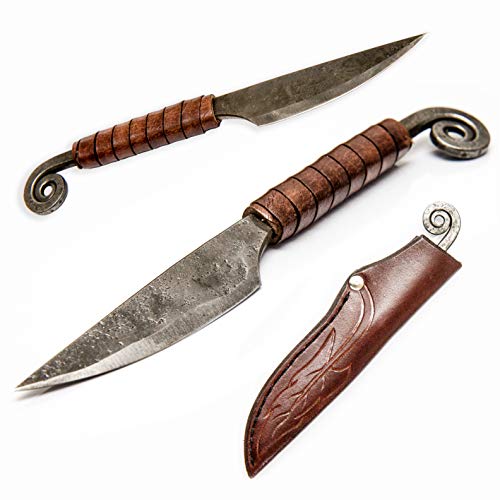 Toferner - Cuchillo de Acero para Letras - Forjado a Mano y Aspecto Vintage - Hoja Puntiaguda Ultra Afilada - Incluye Estuche de Cuero auténtico