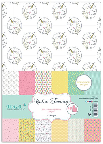 Toga - PPK001 Nacimiento, Papel, Licorne et Ananas, 21 x 29,7 x 0,7 cm