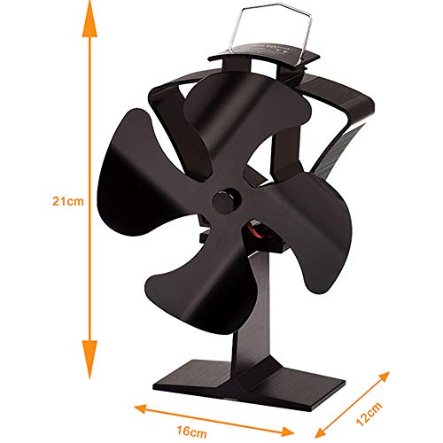 TOMERSUN Ventilador de estufa de 4 palas Ventilador de leña/leña alimentado por calor Ventilador ecológico Circulación de calor para leña/leña/chimenea
