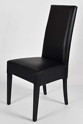 Tommychairs - Set 2 sillas Luisa para Cocina, Comedor, Bar y Restaurante, solida Estructura en Madera de Haya y Asiento tapizado en Polipiel Negro