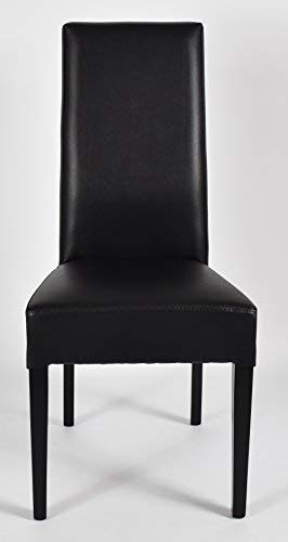 Tommychairs - Set 2 sillas Luisa para Cocina, Comedor, Bar y Restaurante, solida Estructura en Madera de Haya y Asiento tapizado en Polipiel Negro