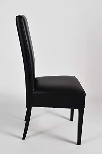 Tommychairs - Set 2 sillas Luisa para Cocina, Comedor, Bar y Restaurante, solida Estructura en Madera de Haya y Asiento tapizado en Polipiel Negro