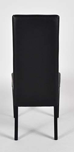 Tommychairs - Set 2 sillas Luisa para Cocina, Comedor, Bar y Restaurante, solida Estructura en Madera de Haya y Asiento tapizado en Polipiel Negro