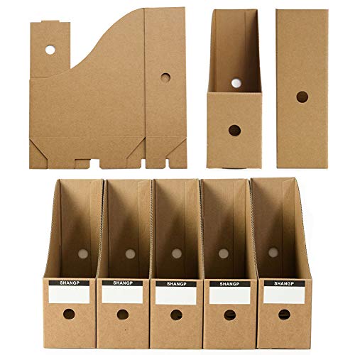 TONGXU 5PCS Caja de Almacenamiento de Escritorio de Papel de Oficina con Etiquetas Organizador de Papel Soporte de Documentos Almacenamiento de Archivos Periódicos Revistas en Casa 26x9x27cm