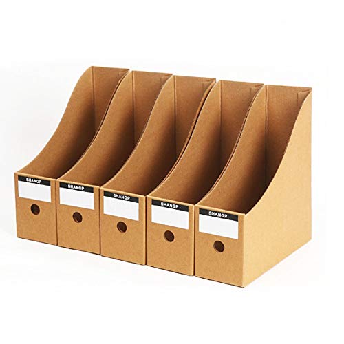 TONGXU 5PCS Caja de Almacenamiento de Escritorio de Papel de Oficina con Etiquetas Organizador de Papel Soporte de Documentos Almacenamiento de Archivos Periódicos Revistas en Casa 26x9x27cm
