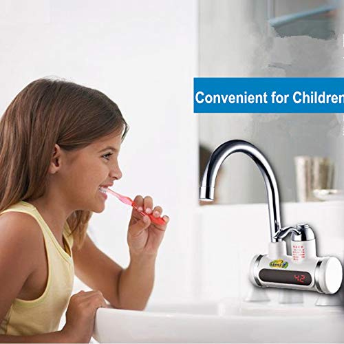 TOOGOO Cocina Sin Tanque Calentador De Agua 220 V 3000 W Grifo EléCtrico InstantáNeo Agua Caliente EléCtrico Calentador RáPido Grifo con Indicador De Temperatura Enchufe De EU